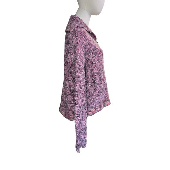 Free People Stellar Knit Pullover Sweater Pink Boucle Collared Button Size S - Picture 9 of 12